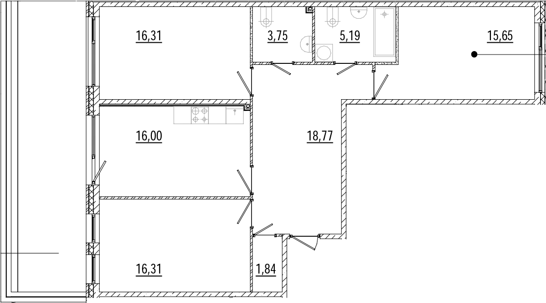 3-комнатная квартира 101.67 м², 2/7 эт., ЖК «Мануфактура James Beck»